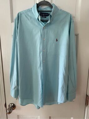 Ralph Lauren Men 16.5 34/35 Classic Fit Blue Oxford Button Down Pony Shirt